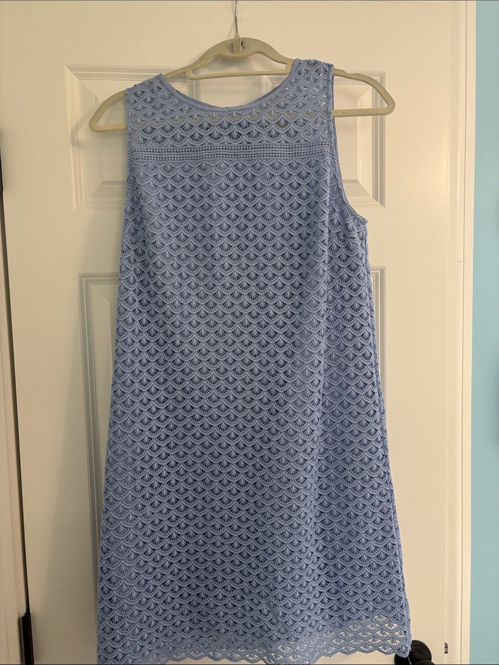 LOFT Light Blue Sleeveless Lace Midi Dress